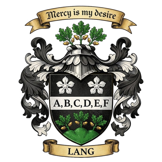 The Lang Family Coat of Arms digital download: Includes Color PNG, B&W PNG, and SVG vector files