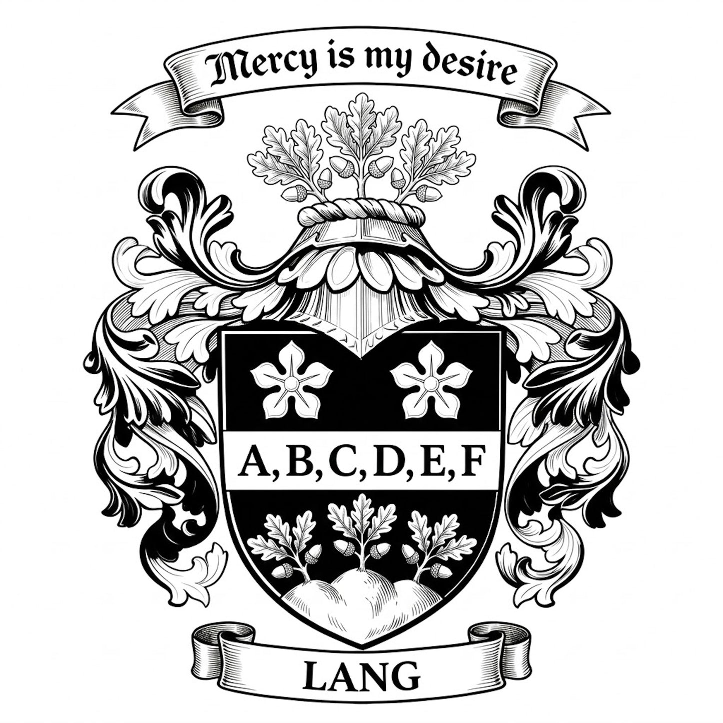 The Lang Family Coat of Arms digital download: Includes Color PNG, B&W PNG, and SVG vector files