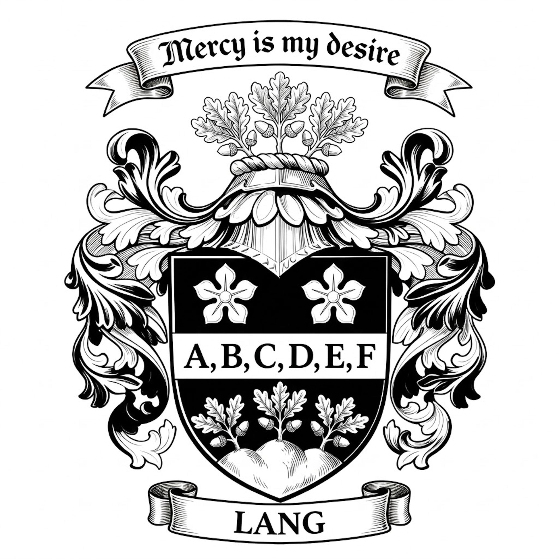 The Lang Family Coat of Arms digital download: Includes Color PNG, B&W PNG, and SVG vector files