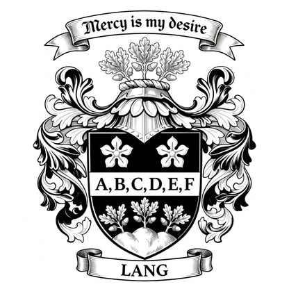 The Lang Family Coat of Arms digital download: Includes Color PNG, B&W PNG, and SVG vector files