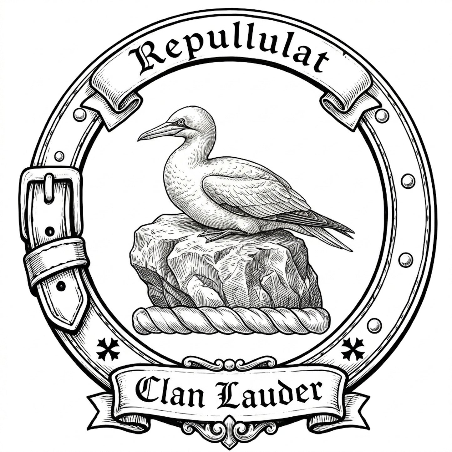 Clan Lauder Crest digital download: Includes Color PNG, B&W PNG, and SVG vector files