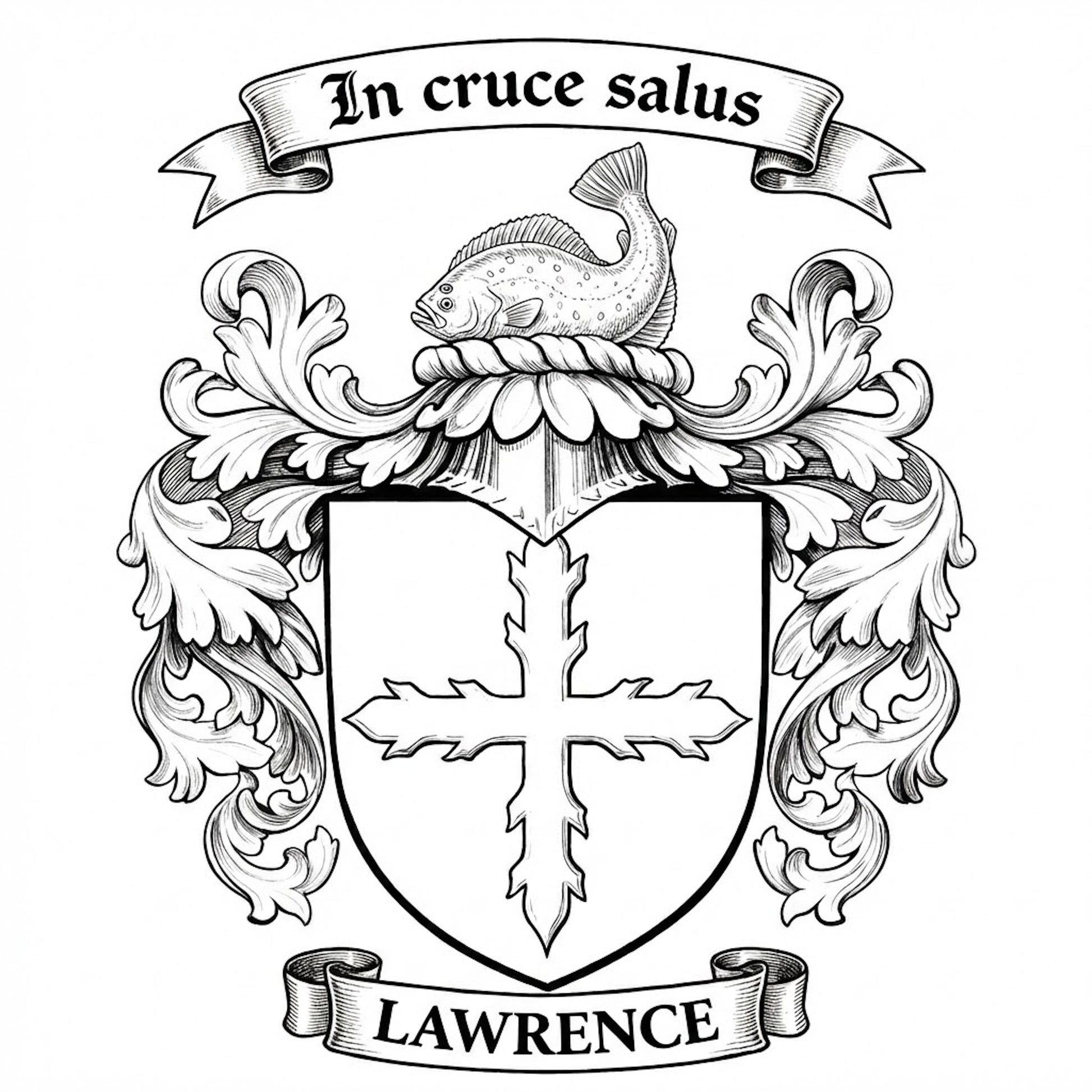 The Lawrence Family Coat of Arms digital download: Includes Color PNG, B&W PNG, and SVG vector files