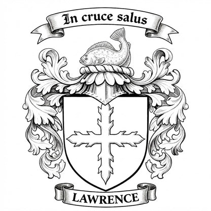 The Lawrence Family Coat of Arms digital download: Includes Color PNG, B&W PNG, and SVG vector files