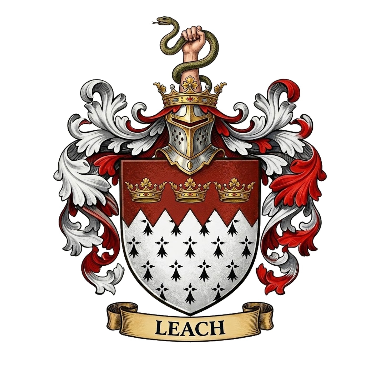 The Leach Family Coat of Arms digital download: Includes Color PNG, B&W PNG, and SVG vector files