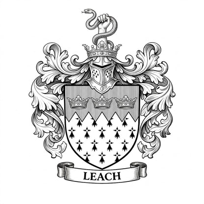 The Leach Family Coat of Arms digital download: Includes Color PNG, B&W PNG, and SVG vector files