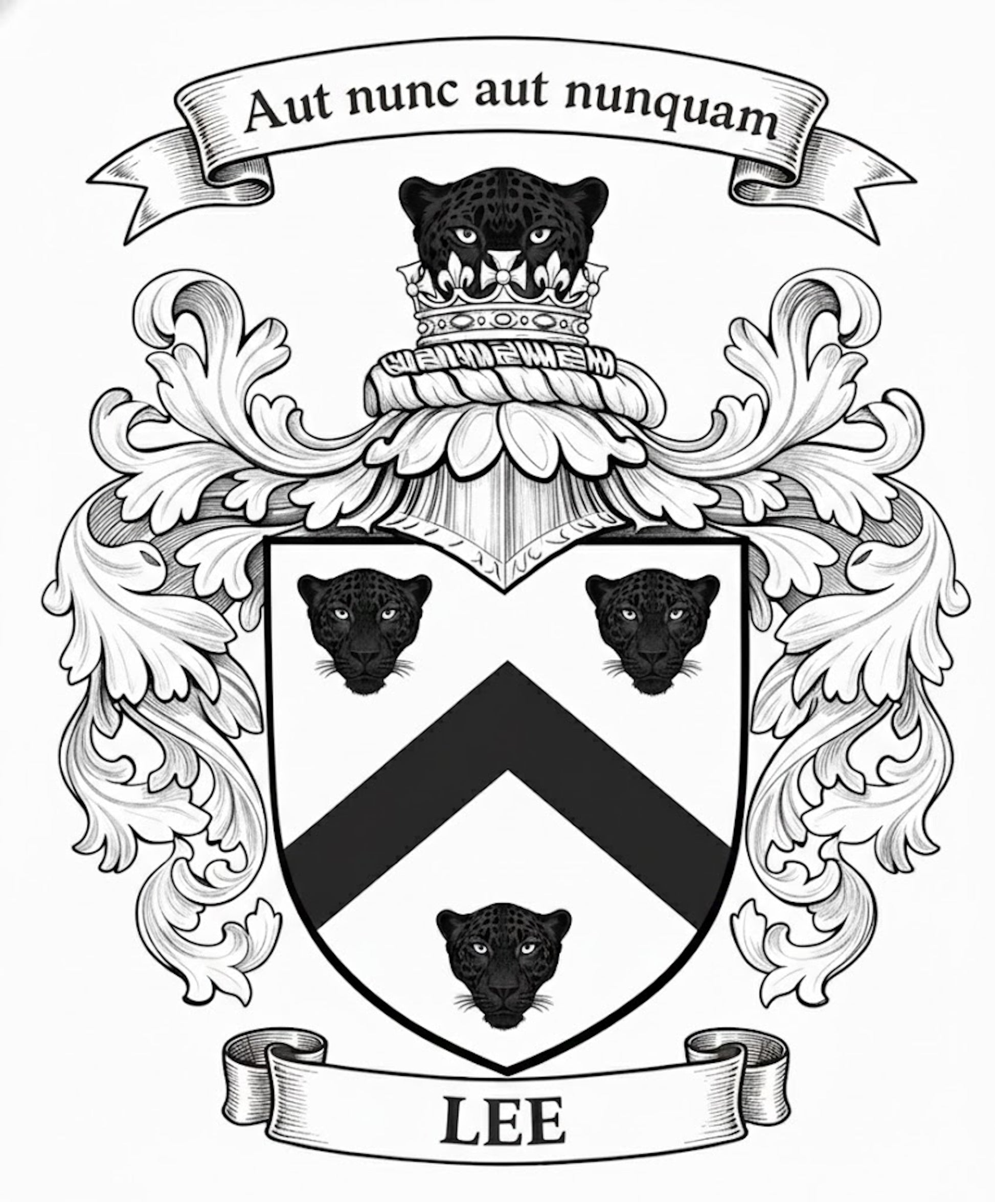 The Lee Family Coat of Arms digital download: Includes Color PNG, B&W PNG, and SVG vector files