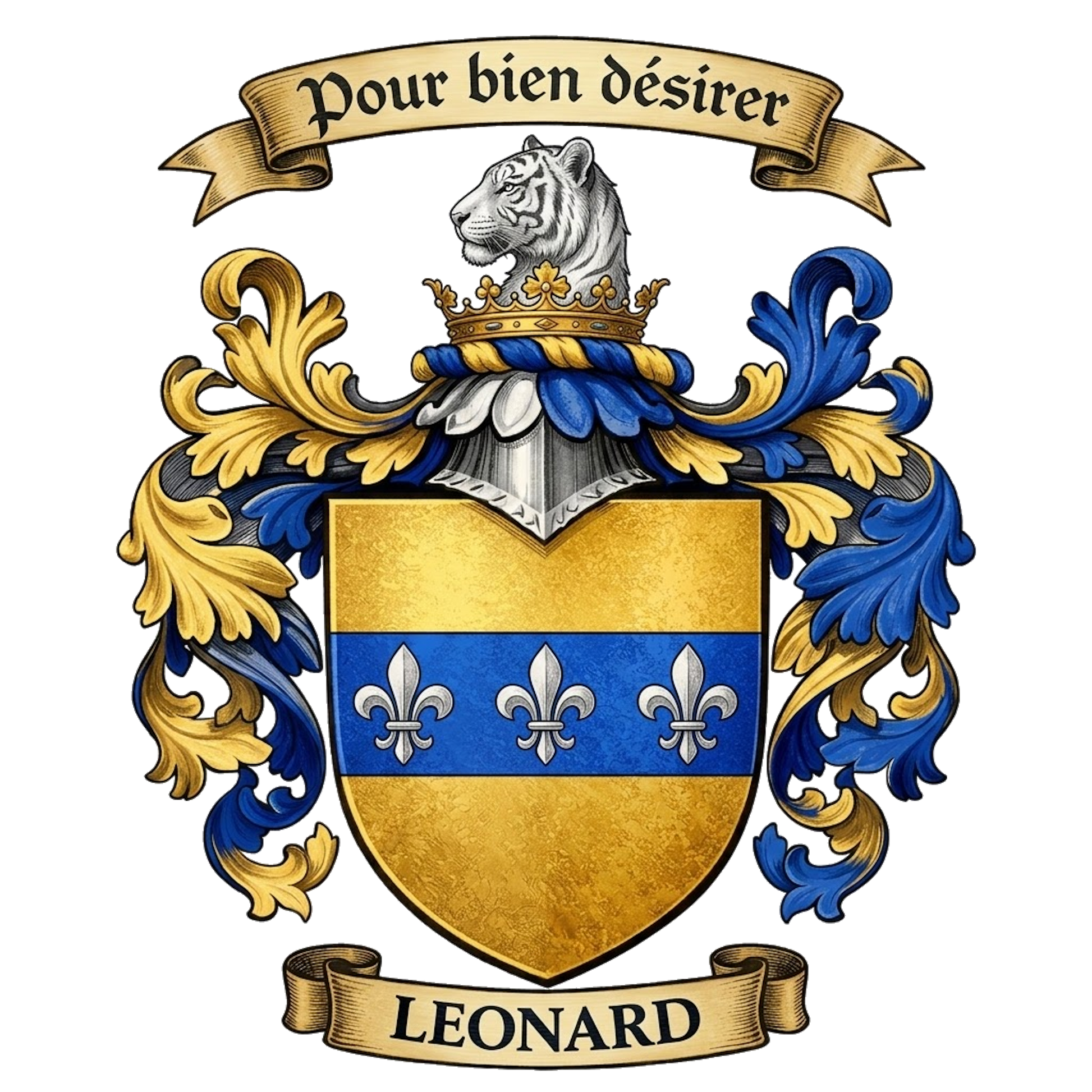 The Leonard Family Coat of Arms digital download: Includes Color PNG, B&W PNG, and SVG vector files