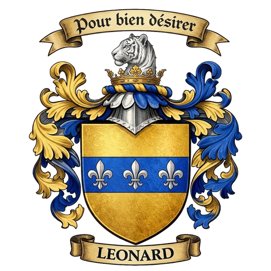 The Leonard Family Coat of Arms digital download: Includes Color PNG, B&W PNG, and SVG vector files