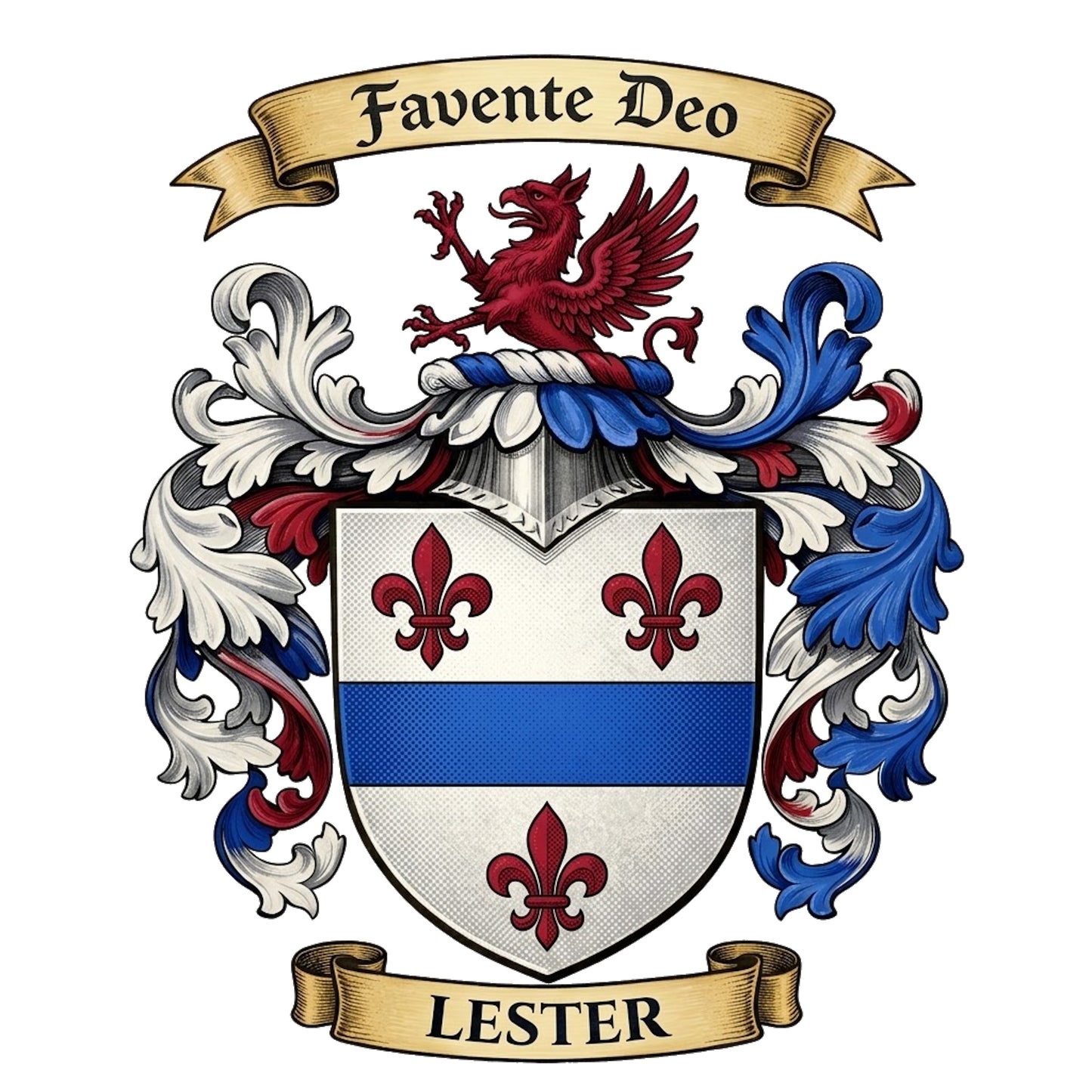The Lester Family Coat of Arms digital download: Includes Color PNG, B&W PNG, and SVG vector files