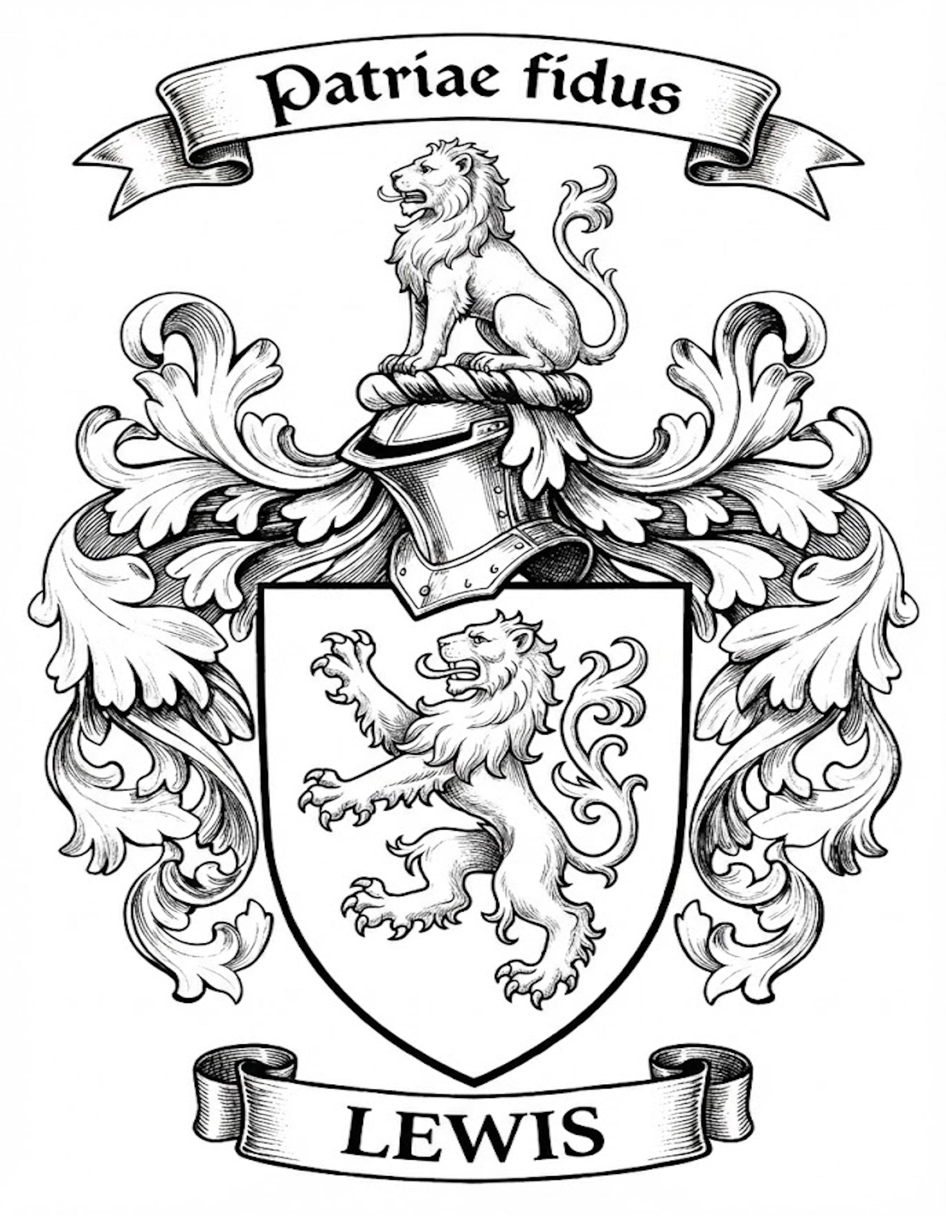The Lewis Family Coat of Arms digital download: Includes Color PNG, B&W PNG, and SVG vector files