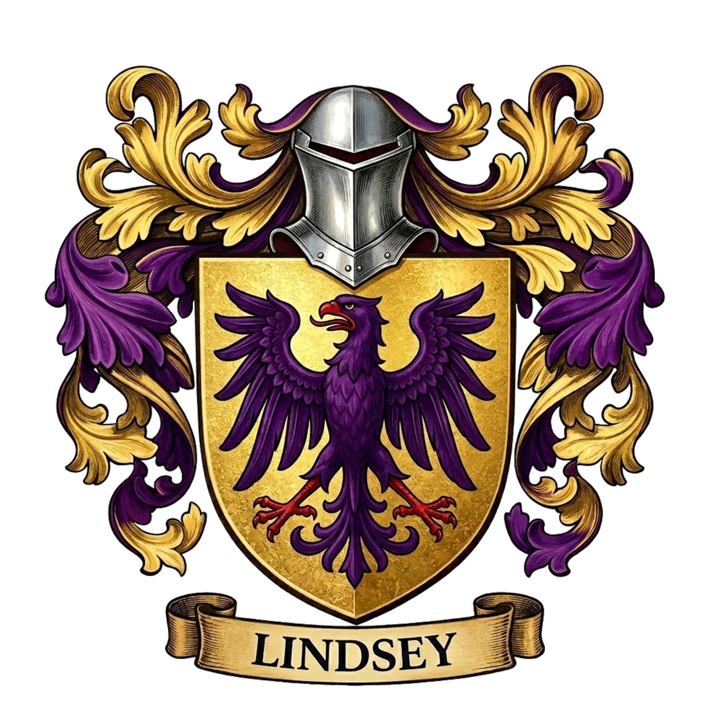 The Lindsey Family Coat of Arms digital download: Includes Color PNG, B&W PNG, and SVG vector files