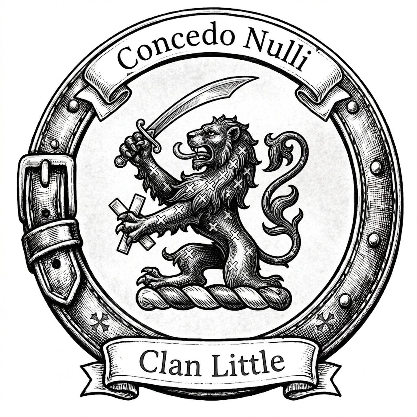 Clan Little Crest digital download: Includes Color PNG, B&W PNG, and SVG vector files
