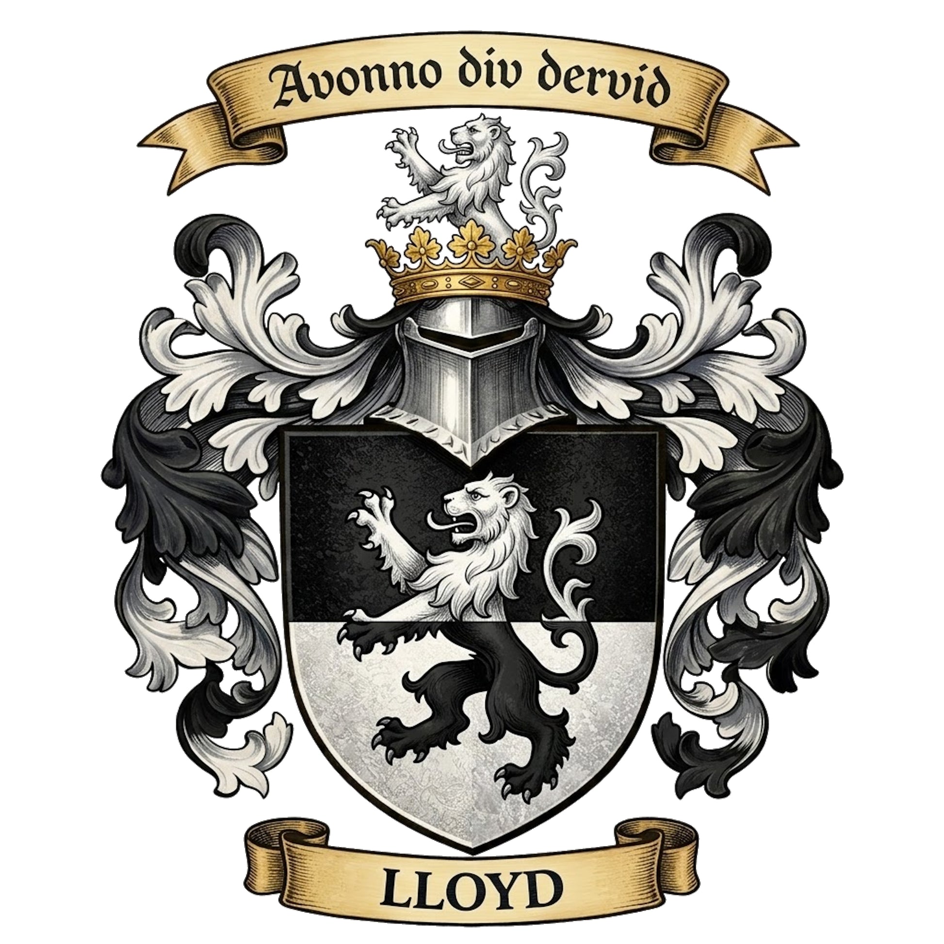 The Lloyd Family Coat of Arms digital download: Includes Color PNG, B&W PNG, and SVG vector files