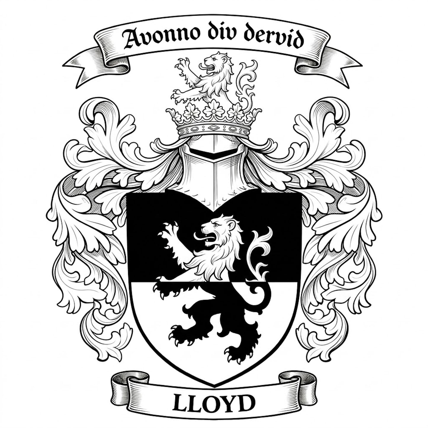 The Lloyd Family Coat of Arms digital download: Includes Color PNG, B&W PNG, and SVG vector files