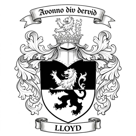 The Lloyd Family Coat of Arms digital download: Includes Color PNG, B&W PNG, and SVG vector files