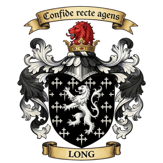 The Long Family Coat of Arms digital download: Includes Color PNG, B&W PNG, and SVG vector files