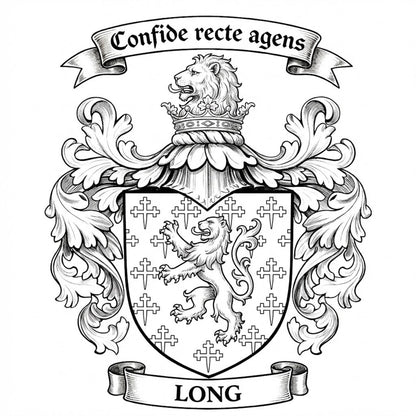 The Long Family Coat of Arms digital download: Includes Color PNG, B&W PNG, and SVG vector files