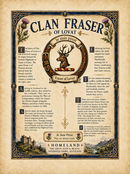 Scottish Clan Fraser of Lovat Heritage Poster - Instant Digital Download