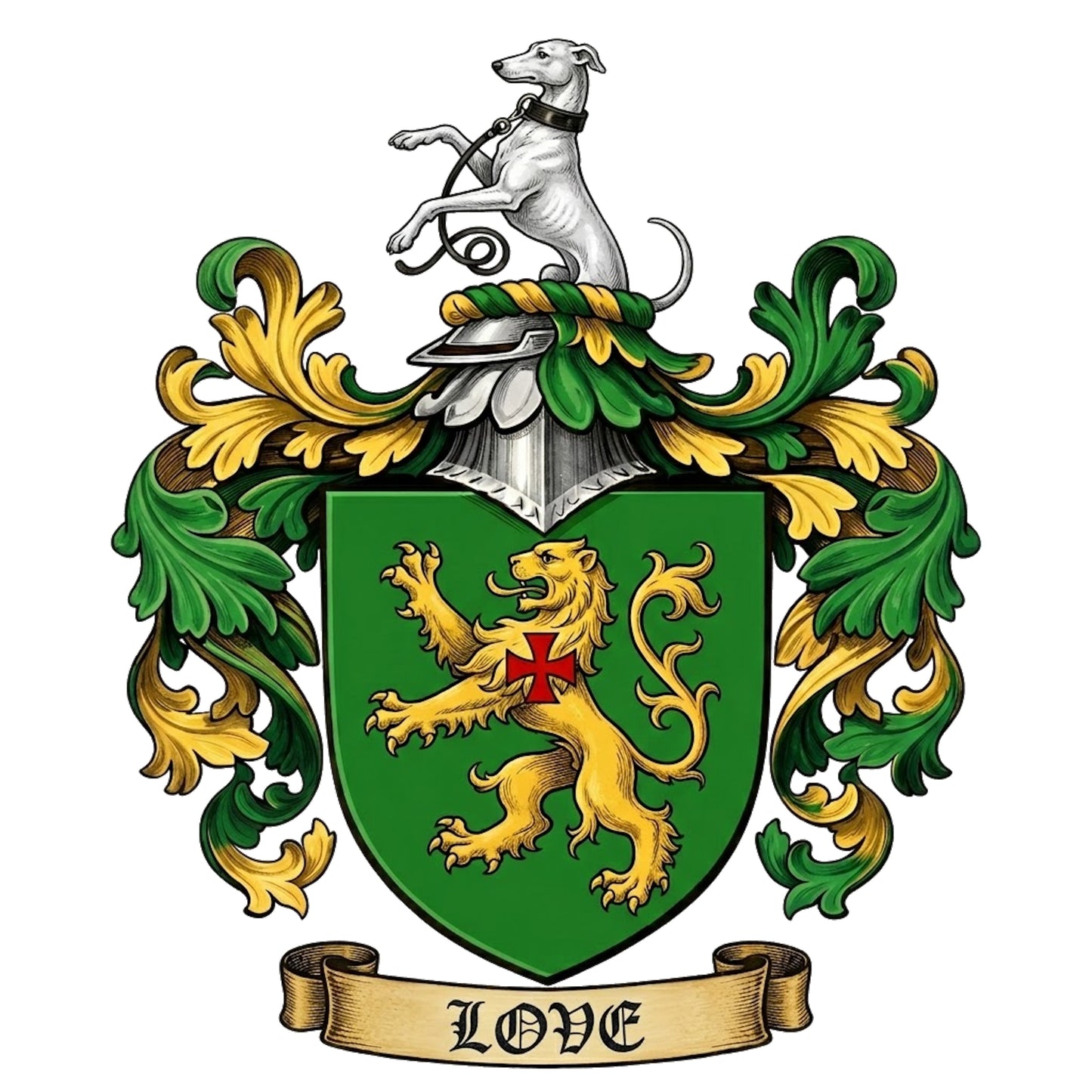 The Love Family Coat of Arms digital download: Includes Color PNG, B&W PNG, and SVG vector files