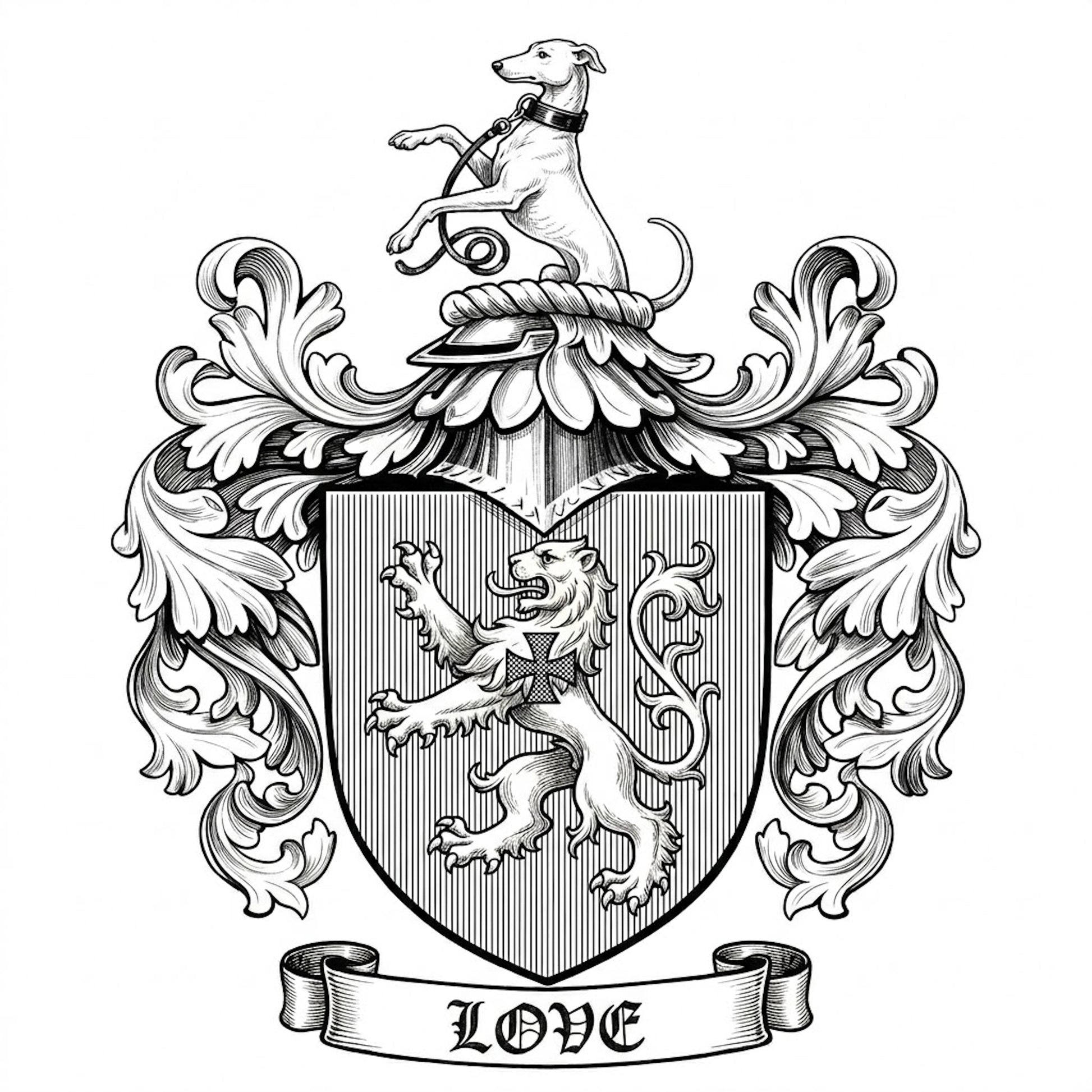 The Love Family Coat of Arms digital download: Includes Color PNG, B&W PNG, and SVG vector files
