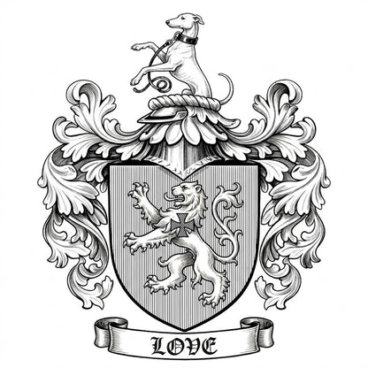 The Love Family Coat of Arms digital download: Includes Color PNG, B&W PNG, and SVG vector files