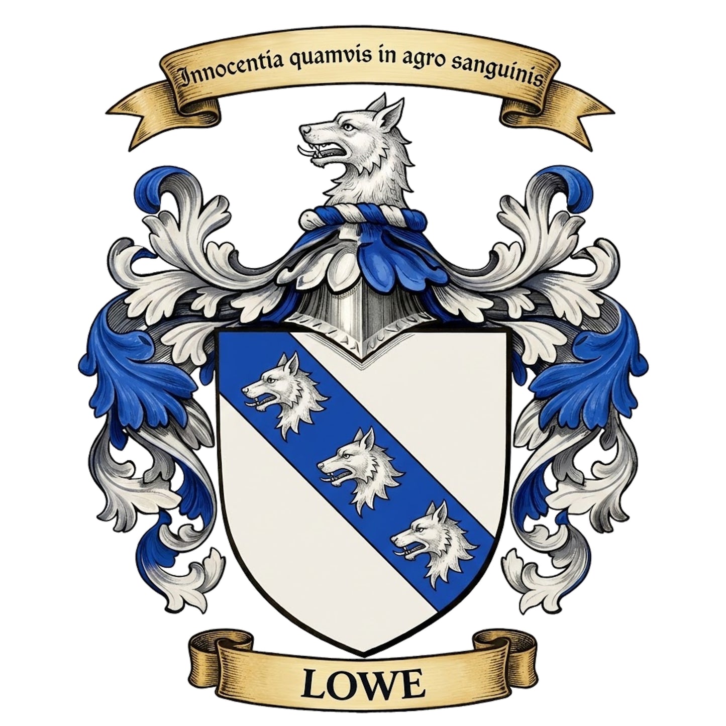 The Lowe Family Coat of Arms digital download: Includes Color PNG, B&W PNG, and SVG vector files