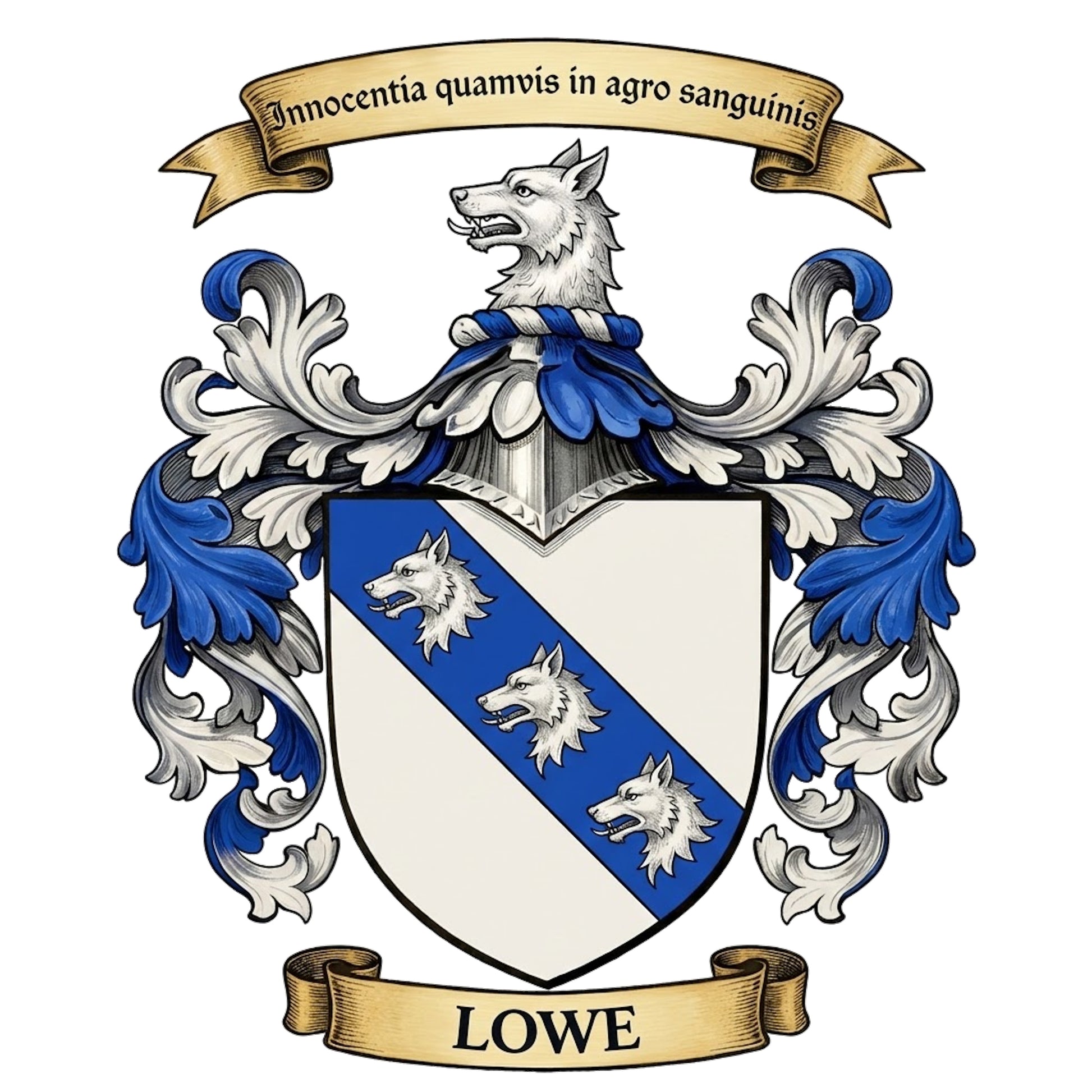 The Lowe Family Coat of Arms digital download: Includes Color PNG, B&W PNG, and SVG vector files