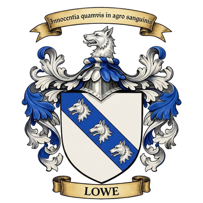 The Lowe Family Coat of Arms digital download: Includes Color PNG, B&W PNG, and SVG vector files