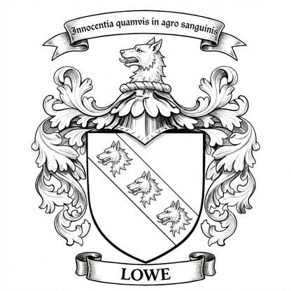 The Lowe Family Coat of Arms digital download: Includes Color PNG, B&W PNG, and SVG vector files