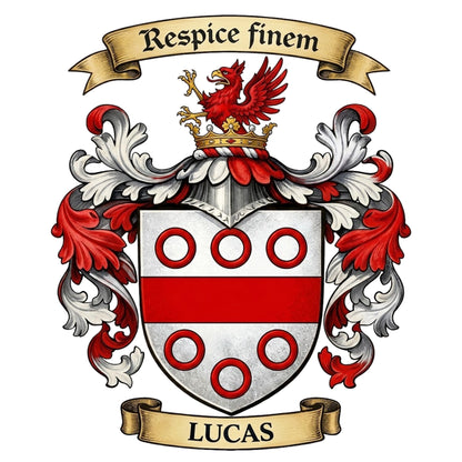 The Lucas Family Coat of Arms digital download: Includes Color PNG, B&W PNG, and SVG vector files