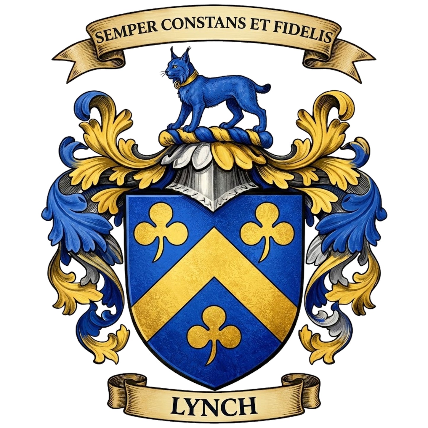 The Lynch Family Coat of Arms digital download: Includes Color PNG, B&W PNG, and SVG vector files