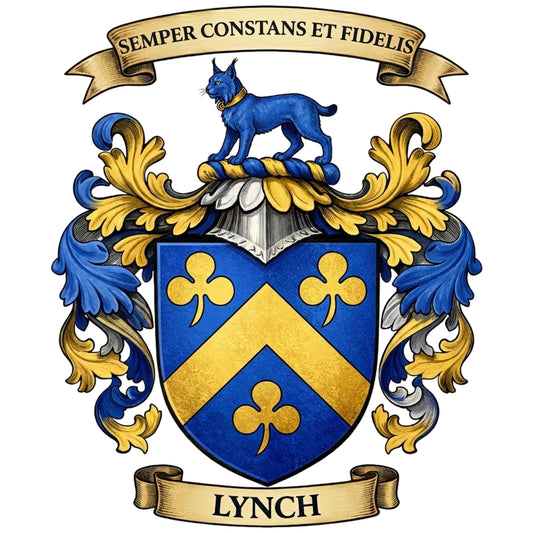 The Lynch Family Coat of Arms digital download: Includes Color PNG, B&W PNG, and SVG vector files