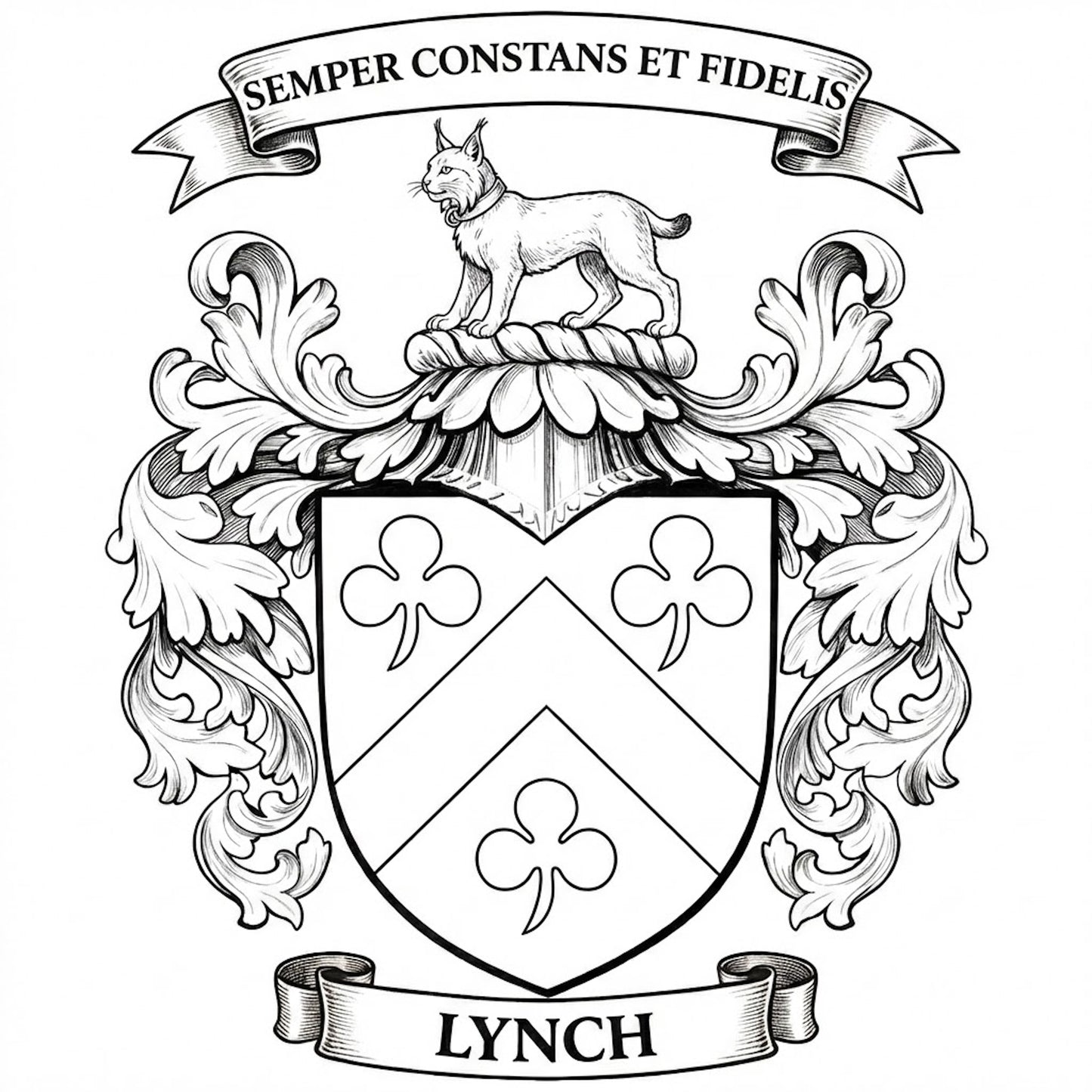 The Lynch Family Coat of Arms digital download: Includes Color PNG, B&W PNG, and SVG vector files