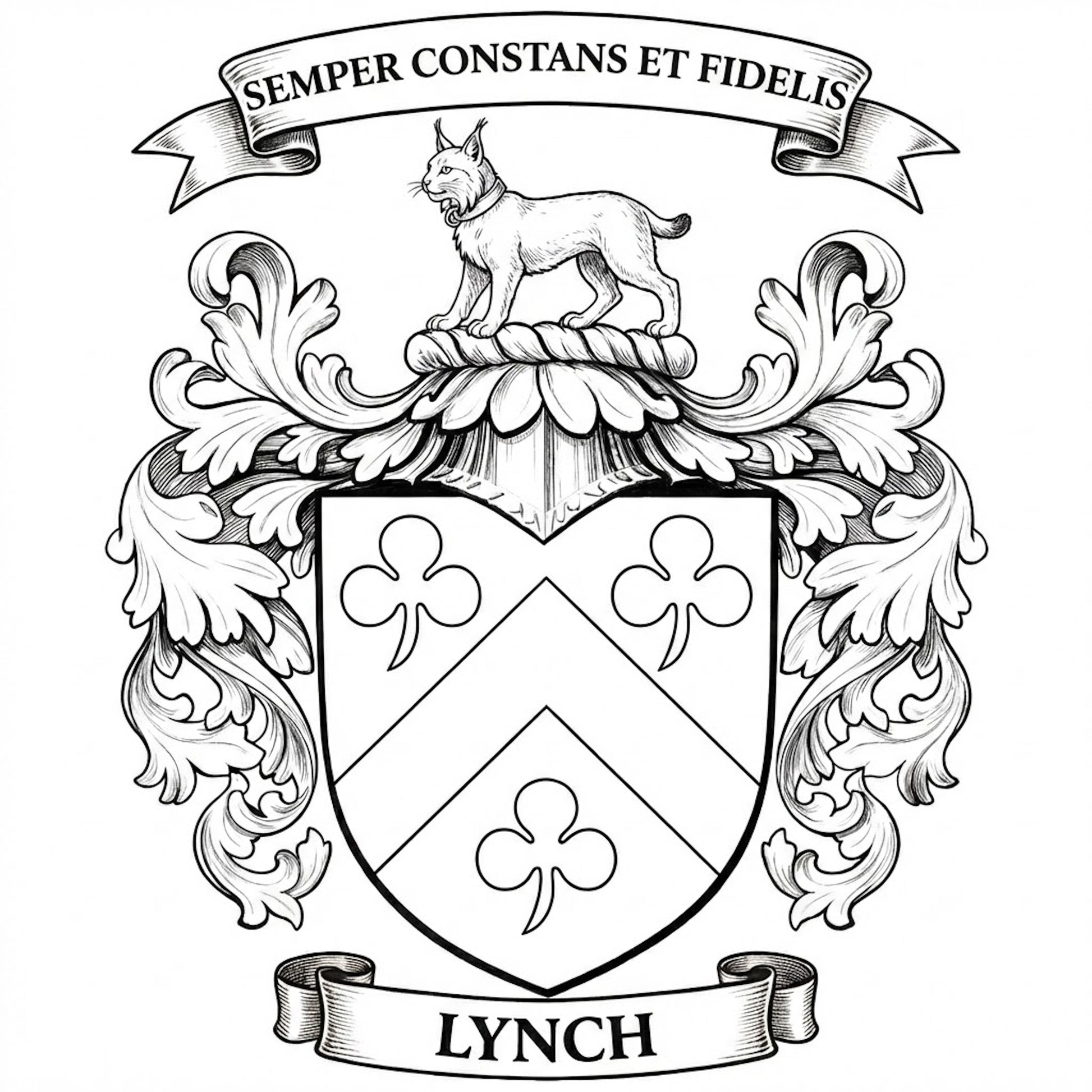 The Lynch Family Coat of Arms digital download: Includes Color PNG, B&W PNG, and SVG vector files