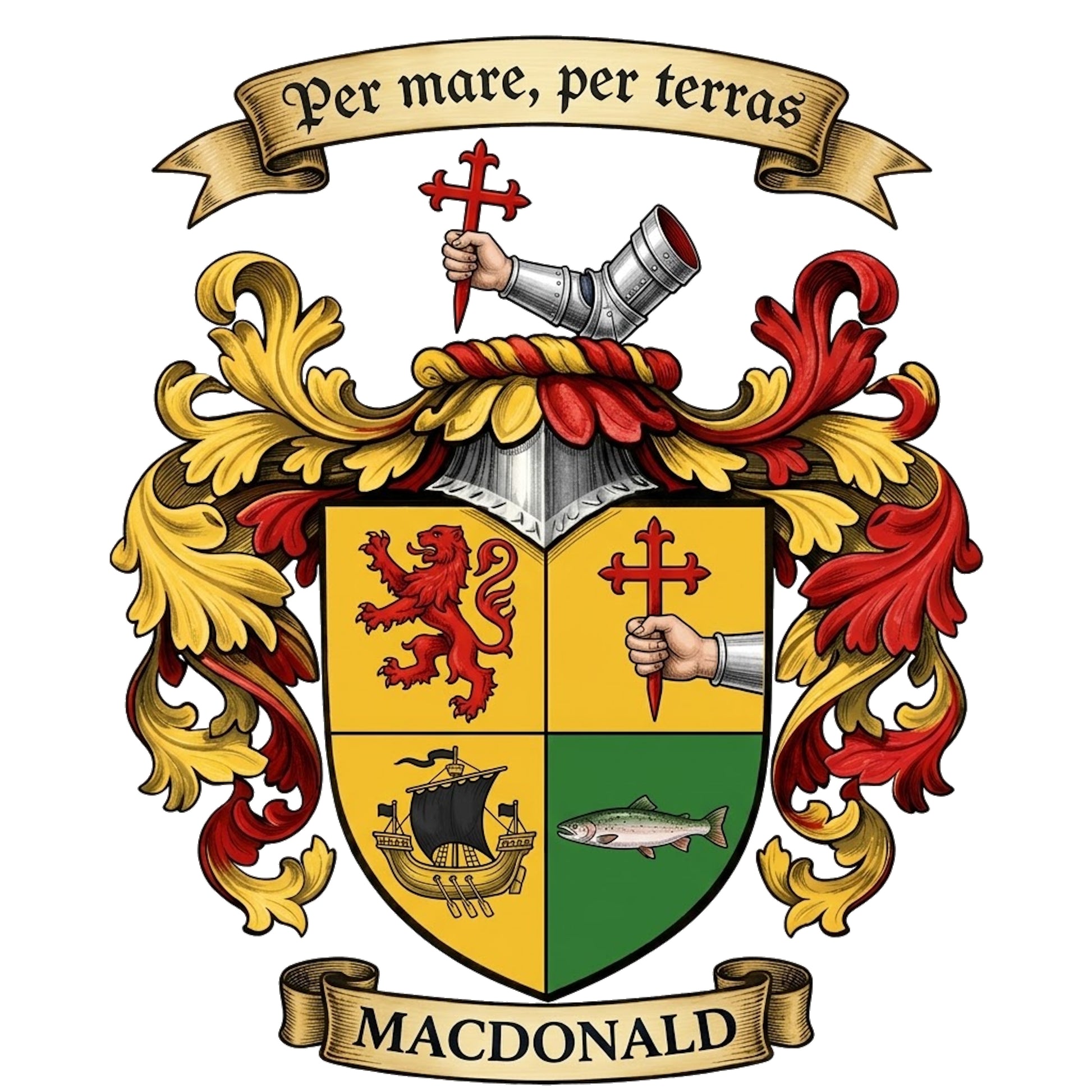 The Macdonald Family Coat of Arms digital download: Includes Color PNG, B&W PNG, and SVG vector files