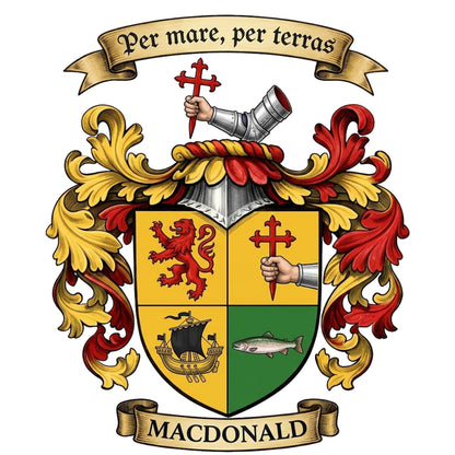 The Macdonald Family Coat of Arms digital download: Includes Color PNG, B&W PNG, and SVG vector files