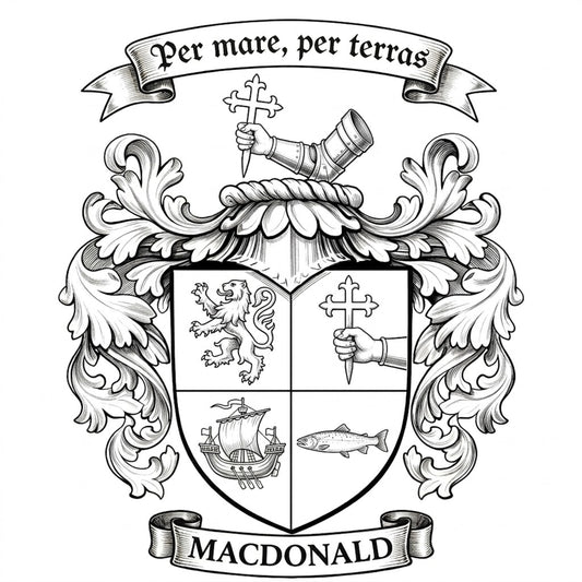 The Macdonald Family Coat of Arms digital download: Includes Color PNG, B&W PNG, and SVG vector files