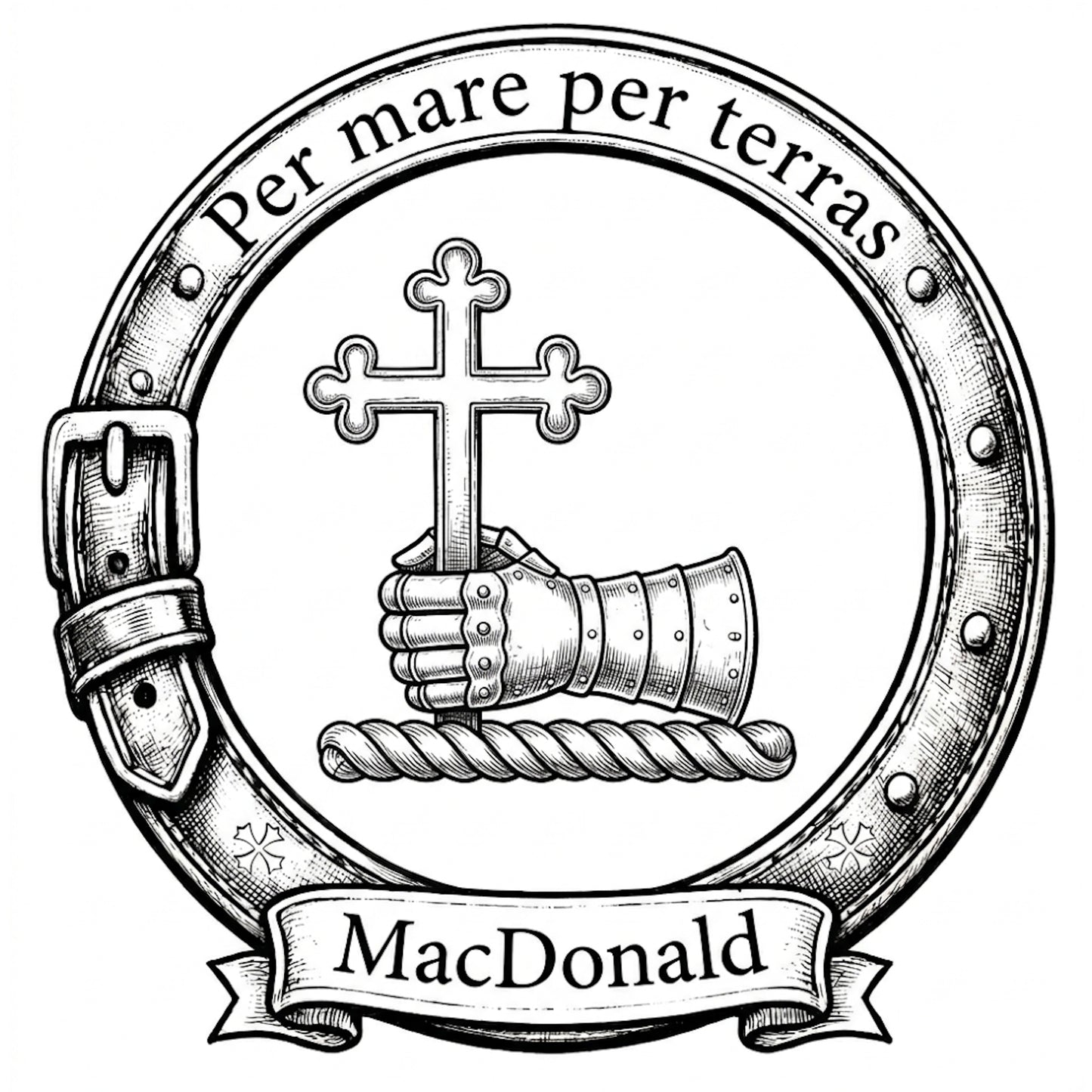 Clan MacDonald Crest Badge digital download: Includes Color PNG, B&W PNG, and SVG vector files