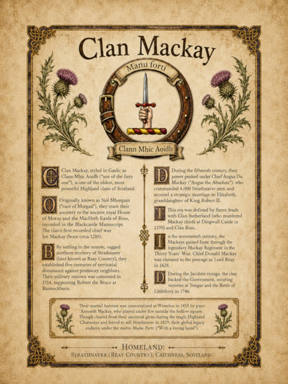 Scottish Clan MacKay Heritage Poster - Instant Digital Download