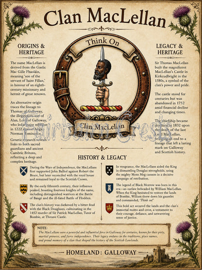 Scottish Clan MacLellan Heritage Poster - Instant Digital Download