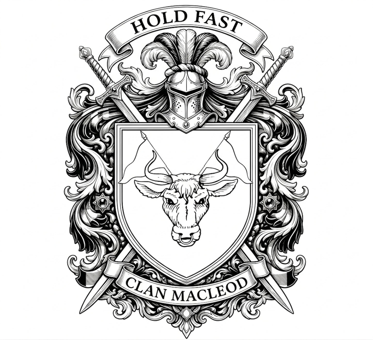 Clan MacLeod Crest digital download: Includes Color PNG, B&W PNG, and SVG vector files