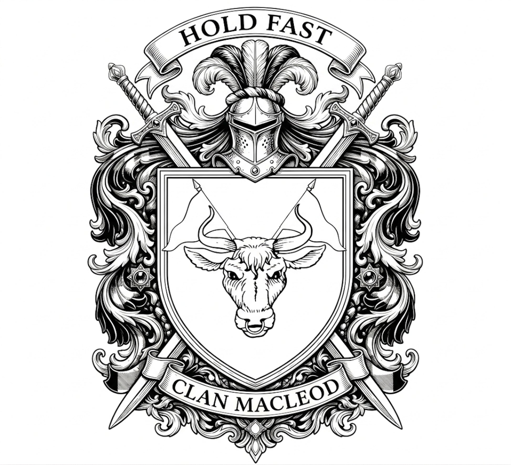 Clan MacLeod Crest digital download: Includes Color PNG, B&W PNG, and SVG vector files
