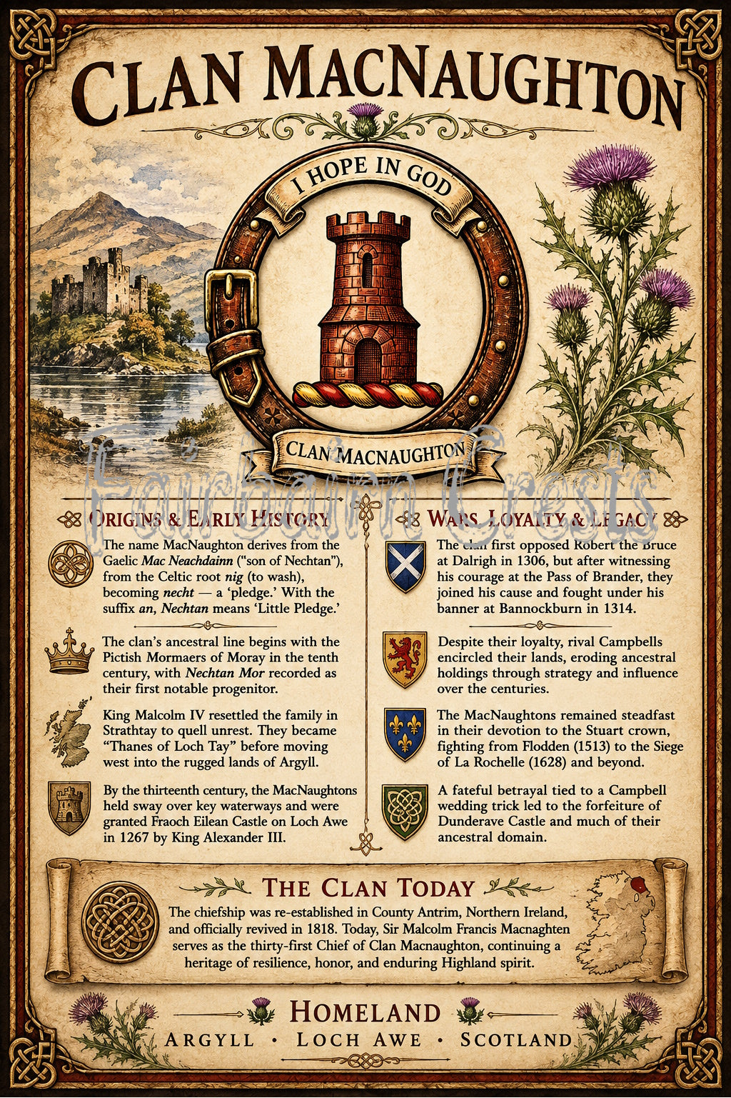 Scottish Clan MacNaughton Heritage Poster - Instant Digital Download