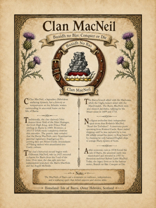 Scottish Clan MacNeil Heritage Poster - Instant Digital Download digital download: Includes Color PNG, B&W PNG, and SVG vector files