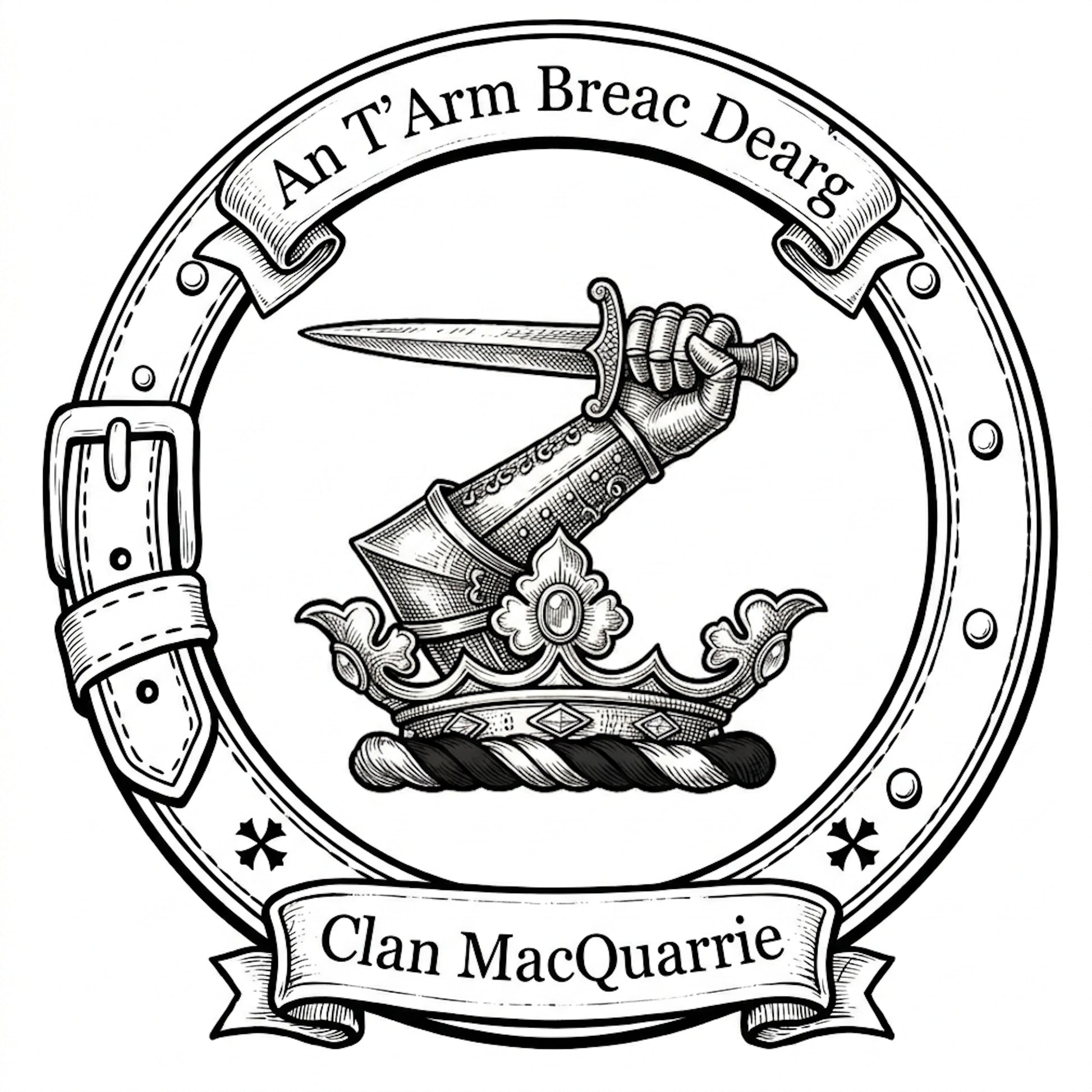 Clan MacQuarrie Crest digital download: Includes Color PNG, B&W PNG, and SVG vector files