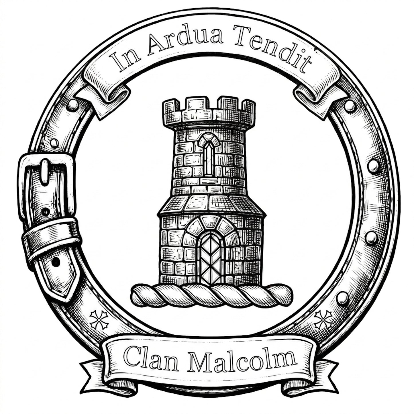 Clan Malcolm Crest digital download: Includes Color PNG, B&W PNG, and SVG vector files