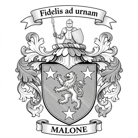 The Malone Family Coat of Arms digital download: Includes Color PNG, B&W PNG, and SVG vector files
