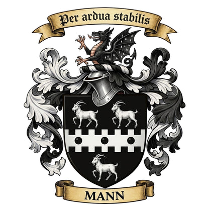 The Mann Family Coat of Arms digital download: Includes Color PNG, B&W PNG, and SVG vector files