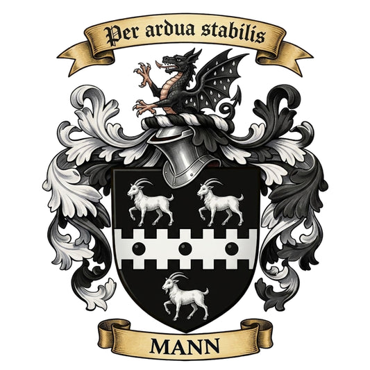 The Mann Family Coat of Arms digital download: Includes Color PNG, B&W PNG, and SVG vector files