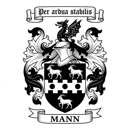 The Mann Family Coat of Arms digital download: Includes Color PNG, B&W PNG, and SVG vector files